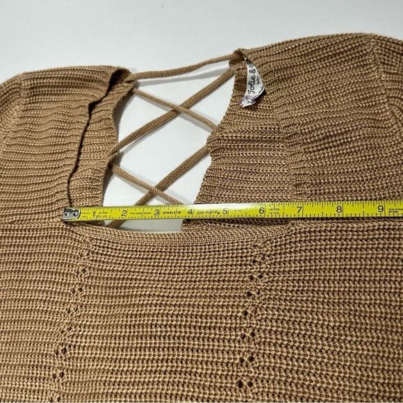 Jolie & Joy Knit Crochet Top Lace Up Back Crop Sweater L - Picture 12 of 13